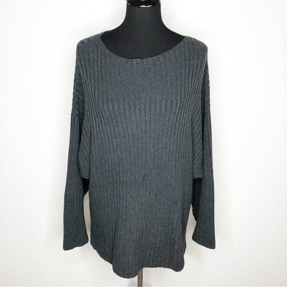 Lunya charcoal gray ribbed knit cotton alpaca sweater size Medium